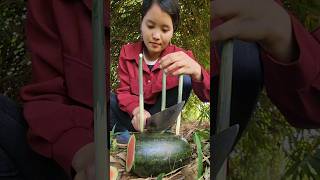 How to eat watermelon bettershortssurvivalbushcraft outdoorshac [upl. by Ahsinod]