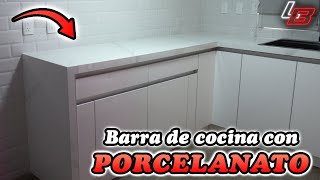 🟢Cómo FORRAR barra de cocina con cerámica GRAN FORMATO🔲  Los Bestauradores [upl. by Gnort]