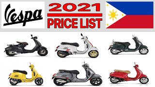 VESPA MOTORCYCLE PRICE LIST IN PHILIPPINES 2021 [upl. by Enomys]