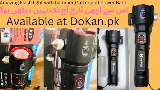 Rl2210 ULTRA BRIGHT LONG RANGE FLASHLIGHT WITH MULTI OPTIONS  WITH HAMMER AND CUTTER amp POWER BANK [upl. by De]