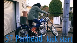 1957 Harley Davidson Panhead Chopper kick start [upl. by Grube812]