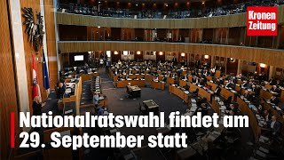 Jetzt ist es fix Nationalratswahl findet am 29 September statt  kronetv NEWS [upl. by Inga268]