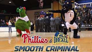 Phillie Phanatic amp Drexel Mascot  Smooth Criminal Dance during timeout [upl. by Kaitlyn]