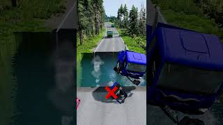 Dump trucks vs water pit 20  BeamNG drive beamngdrive carsvsstairs carsvsmassivepotholes [upl. by Yltneb]