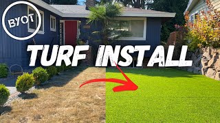 HOW TO INSTALL SYNTHETIC GRASS  DIY Artificial Grass [upl. by Anerac59]