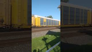 Autorack flys by Fairport NY railfaning [upl. by Eiuqnom]