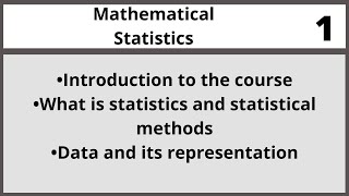 Mathematical Statistics Sta365 Lecture 01 [upl. by Sessler]