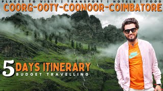 CoorgOotyCoonoorCoimbatore 5 day Budget Itinerary  Complete Travel Guide  Ooty Toy Train [upl. by Brendon]