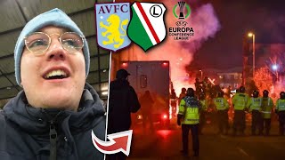 LEGIA WARSAW FANS CAUSE CHAOS AT VILLA PARK 💥 [upl. by Ilhsa61]