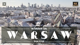 Winter in Warsaw  Warszawa zimą z drona  Poland  4K [upl. by Harri]