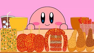 Kirby Animation  Eating HotDog Cheetos Spicy Noodles Kielbasa Sausage Fried Chicken ASMR MUKBANG [upl. by Anola]