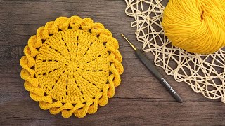 🌸 Beautiful Crochet Coaster Coaster Crochet for Beginners  Kolay Çiçek Tığ Altlığı [upl. by Aikmat]