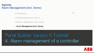 ABB Panel Builder v6 Tutorial Part 4 Alarm management amp alarm integration AC 800M controller or PLC [upl. by Agnew]