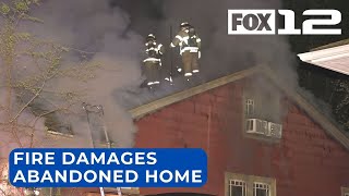 Abandoned home damaged by fire in SE Portland [upl. by Anayad]