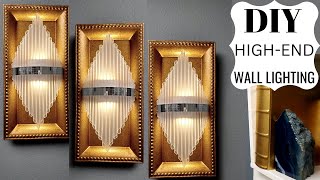 DIY Glam Wall Sconce  High End Wall Lighting Idea Using Dollar Tree Charger Plates [upl. by Lajes]