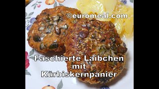 euromeal Faschierte Laibchen mit Kürbiskernpanier  Frikadellen knusprig und lecker [upl. by Atelahs]