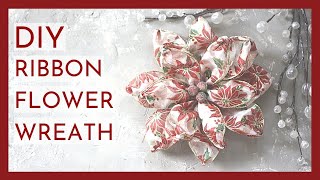 DIY CHRISTMAS RIBBON FLOWERS Twisted Poinsettia Mini Wreath [upl. by Ahsiral537]