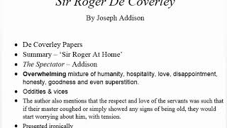 Sir Roger De Coverley or The De Coverley Papers by Joseph Addison The Spectator [upl. by Airdni]