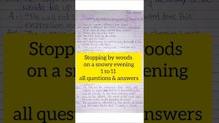 stopping by woods on a snowy evening question answer 2 first yearclass 11 english poem 1plustwo [upl. by Sower]