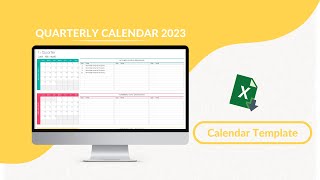 2023 Quarterly Calendar Excel Template [upl. by Erait]