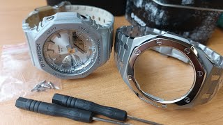 Замена браслета CASIO GSHOCK 2100 bracelet replacement металлический стальной [upl. by Ezalb972]