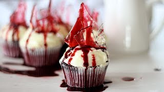 Bloody Broken Glass Cupcake Recipe  Fake Blood Recipe  Halloween Recipe [upl. by Itram]