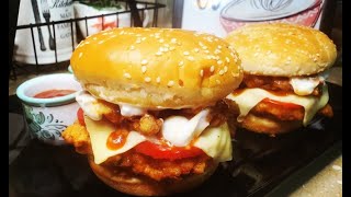 Mighty Zinger Burger  Double Patty Zinger Burger  How to Make the Best Zinger Burger in Town [upl. by Eido728]