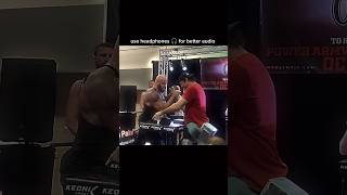 Brown Strongman arm wrestling with wrong person 🔥☠️ gym gymedit gymmotivation armwrestling [upl. by Prouty299]