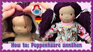 DIY  Puppenhaare am Puppenkopf festnähen Mädchen  Sami Doll Tutorials [upl. by Aenea]