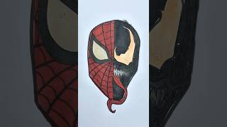 Spider man verse 3 and venom miles morales acrylic paint colour art art drawing milesmorales [upl. by Cherrita]