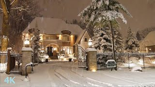 Winter Cozy Snowfall and Beautiful Homes in Enchanted Forest Christmas relaxing Snow sound 4K [upl. by Aicenod]