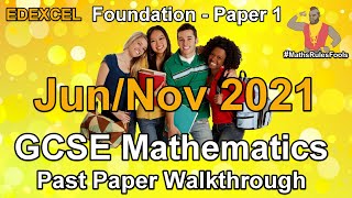 Edexcel GCSE Maths June 2021  November 2021 Paper 1 Foundation Tier Walkthrough [upl. by Cirad]