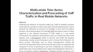 Multivariate Time Series Characterization and Forecasting of VoIP Traffic in Real Mobile Networks [upl. by Yhtnomit]