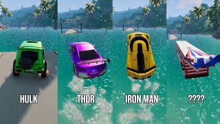 Super Heros Cars Vs Broken Bridge 15 😱 BeamNGDrive  The Real Granny [upl. by Hcra]