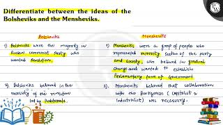 Differentiate between the ideas of the VI Bolsheviks and the Mensheviks Bolsheviks Mensheviks [upl. by Lorene]