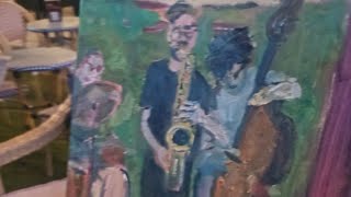 Live Local Artist is live painting Live Jazz at the Hearsay Wine Bar in Stephenville tx [upl. by Imugem683]