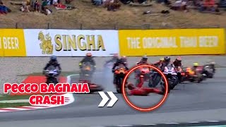 Pecco Bagnaia Crash in the Catalan GP Pecco Bagnaia lap 1 incident today [upl. by Ap782]