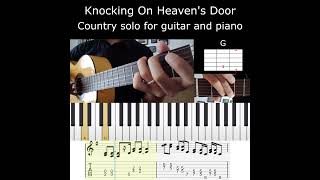 Country style double stops hammer ons for guitar and piano over Knocking on Heavens Door chords [upl. by Nagaek267]