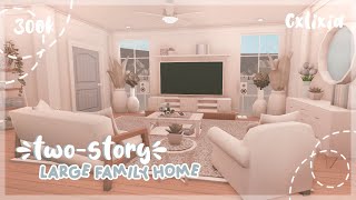 TwoStory Large Family Farmhouse Interior  Bloxburg House Build  300k [upl. by Cleti617]