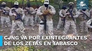 Presuntos miembros del CJNG anuncian limpia en Tabasco [upl. by Notnarb759]