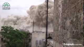 Syria footage emerges of Aleppo Carlton Hotel bomb blast [upl. by Maillliw485]