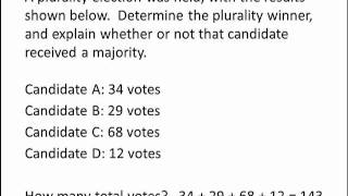 Math for Liberal Studies Plurality and Majority [upl. by Ramor]