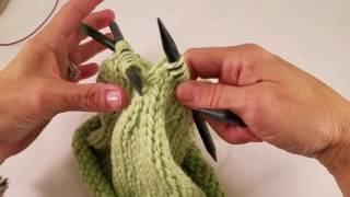 Changing to double point needles to decrease at top of hat [upl. by Rebeca]