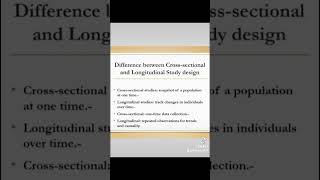 Difference between CrossSectional and Longitudinal Study [upl. by Culliton]