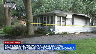 Woman killed after tree falls on Indiana home [upl. by Ujawernalo]