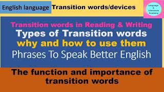 Transition words phrasesTransitional devices in reading and writingComplete Concept examples [upl. by Oicelem]