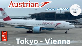 【Flight trip】Austrian airlines Tokyo  Vienna B777200 Economy Class [upl. by Darrow243]