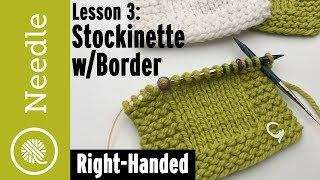 How to Knit  Stockinette with Garter Border  Lesson 3 [upl. by Stover]