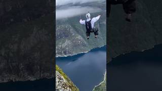 Basejump Massive Gainer in Norway 😈🇸🇯 extremesport mountains basejump [upl. by Elleinwad]