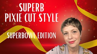 Pixie Cut Style Superbowl Edition ps i Iove how it turned out ❤️💛🤍 pixie hairstyle viral [upl. by Aokek919]